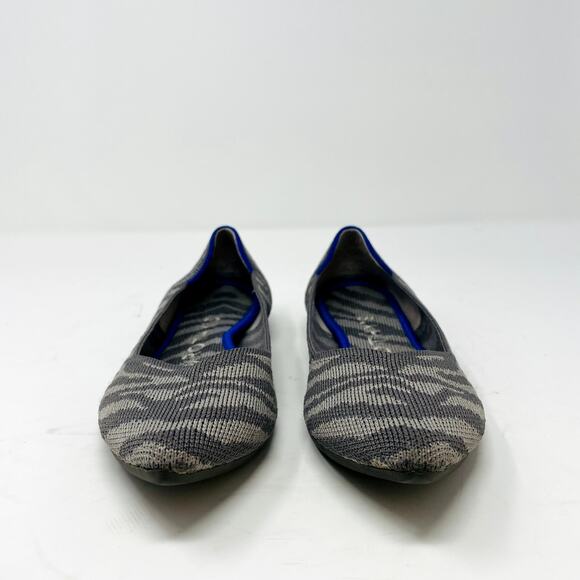 Rothy's The Point Grey Zebra Stripe Size 6 Slip On Ballet Flats - Picture 2 of 8